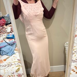 Beaded pale pink gown S